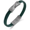 Police Contorto Bracciale in pelle intrecciata verde da uomo
