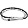 Police - Blend Bracciale da uomo Acciaio inossidabile con pelle & catena (Argento/Nero)