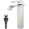 VOTON Rubinetto da bagno in nichel spazzolato per lavabo da bagno rubinetto a cascata con maniglia singola rubinetto lavabo con piletta pop-up