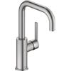 Duravit Rubinetto per lavabo, rubinetto a risparmio energetico (FreshStart), rubinetto a risparmio idrico (MinusFlow), rubinetto da bagno, acciaio inox spazzolato