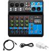 LKHDONG Mixer audio DJ mixer a 5 canali, console di miscelazione USB Bluetooth Stereo Sound Mixing Console mixer musica 48 V