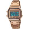 Yuehuamech Orologio digitale da uomo, al quarzo, lussuoso, da lavoro, cronografo elettronico fino a 30 m, impermeabile, orologio sportivo con cinturino in acciaio inox e retroilluminazione a LED, Oro,