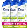 Head & Shoulders Apple Fresh Shampoo Antiforfora 6X250ml Uso Quotidiano | Fino al 100% Protezione dalla Forfora, Uso Quotidiano, Clinicamente Testato, Tutti i Tipi di Cute e Capelli, Profumo di Mela