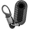 Lage Guscio Chiave in Carbonio con Pad 3 Tasti + Portachiavi per Fiat Lancia - Cover Carbon Look Tastierino Pulsanti con Porta Chiavi compatibile con 500 Punto Bravo Panda 500L Y Ypsilon Musa Delta