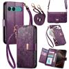 LIAOCY A Tracolla Custodia Per Sony Xperia 10 VII / 10 VIII, Cover Con Portafoglio Porta Carte E Scocca Interna In TPU, Antiurto E Antigraffio Con Supporto, Purple.