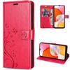 betterfon Custodia a portafoglio con funzione leggio, per Samsung Galaxy A14 4G/5G, colore rosso