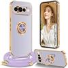 Yutwo Cover per Samsung Galaxy A52/A52S, Custodia per Samsung Galaxy A52/A52S Antiurto 360° con Cordino, Anello Metallo Kickstand Case, Viola