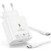 Hobeiy Caricabatterie 45W per Samsung con Cavo USB-C | Cavo da 1 m, Colore Bianco, Ricarica Rapida 45W, Connettore USB-C