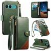 LIAOCY Cover a Libretto per Sony Xperia 10 VII / 10 VIII, Custodia Portafoglio con Cerniera in Pelle PU[Stile Business], Cover Anticaduta con Supporto, Green.