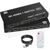 Diliichar 8K HDMI Switch 5 in 1 Out, Hdmi Splitter with Remote 5 Port Switcher Selector Box Support 3D//HDR/HDCP2.3, Switch Hdmi Compatible for PS 5/4/3 DVD Player TV PC