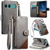 LIAOCY Cover a Libretto per Sony Xperia 10 VII / 10 VIII, Custodia Portafoglio con Cerniera in Pelle PU[Stile Business], Cover Anticaduta con Supporto, Gray.
