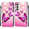 KENHONER Custodia per Samsung Galaxy S24 FE 5G, Farfalla | Portafoglio Pelle PU, Magnetica, Resistente Agli Urti, Scomparto Carte Credito, Pieghevole, Flip Libro, Motivo