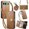 LIAOCY A Tracolla Custodia Per Sony Xperia 10 VII / 10 VIII, Cover Con Portafoglio Porta Carte E Scocca Interna In TPU, Antiurto E Antigraffio Con Supporto, Brown.