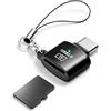 HAUXGOGO Lettore di schede USB-C, Lettore Schede Mini TF Portatile | Supporta Schede MicroSD / TF, Compatibile con Smartphone, Tablet e Computer - Nero