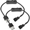 Gebildet 2 cavi adattatore di alimentazione USB a 3 pin/4 pin PWM 5 V ventola con interruttore