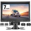 Realdio Set Doppia Retrocamera 1080P, IPS 7 Pollici, IP69 | Split View, Visione Notturna, 2 Cavi Stabili da 15 m e 12-24V per Camper, Camion, SUV e Assistenza al Parcheggio
