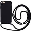 2ndSpring Cover con collana compatibile con iPhone 7/8/iPhone SE 2020/iPhone SE 3 2022, cordino in corda con ciondolo, in silicone morbido, nero