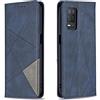 nincyee Custodia a flip per Realme 8 5G e Realme V13, modello rombo in pelle sintetica con cavalletto chiusura magnetica per Realme 8 5G/Realme V13