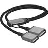YACSEJAO Cavo splitter USB C a 90 gradi, 0,3 m (2 tipo A) | Adattatore di prolunga da USB C maschio a USB A e USB C femmina, in nylon intrecciato, ricarica rapida, trasferimento dati