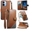 LIAOCY Cover a Libretto per Xiaomi Redmi Note 17 Pro 5G, Custodia Portafoglio con Cerniera in Pelle PU[Stile Business], Cover Anticaduta con Supporto, Brown.