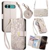LIAOCY A Tracolla Custodia Per Sony Xperia 10 VII / 10 VIII, Cover Con Portafoglio Porta Carte E Scocca Interna In TPU, Antiurto E Antigraffio Con Supporto, White.