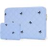 JOOEER Custodia per Laptop 15-16 Pollici, Ricamo Fiocchi con Pochette, Blu | Imbottitura antiurto, fodera antigraffio, tessuto idrorepellente, tasca accessori, profilo sottile, lavoro studio e viaggi