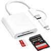Poutek 2 in 1 Lightning & USBC Lettore Schede SD iPhone,【Certificato MFi】 SD Card Reader i-Phone, Adattatore Lettore Scheda SD per iPad/iPhone 17/16/15/14/13/12/11/8/MacBook/Tablet/Huawei, Plug and Play