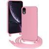 FERLAN Custodia per iPhone XR Cover con Cordino,Rosa | Custodia con Laccio Collana Tracolla Regolabile Sottile Silicone Morbido TPU Bumper Antiurto AntiGraffio Protettiva Case