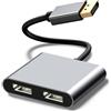 Diyuna Adattatore splitter DisplayPort a Dual DisplayPort, 4K@60Hz MST Hub, 1 ingresso a 2 uscite, supporta la modalità di espansione e specchio, splitter DP 1.4 compatibile con PC, laptop