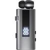 SUNSEATON Auricolare Bluetooth con Filo Retrattile, 50h Auricolar Senza Fili con Microfono, LED Power Display, IP65 Impermeabile, Doppia Connessione, Chip 6.0 (Grigio antracite)