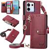 MOJIA Custodia per Xiaomi Redmi Note 13 PRO 5G / Poco X6 5G, Alta qualità Pelle Flip Portafoglio Cover per Telefono, Multifunzione Porta Carte con Tracolla Custodia. Rosso