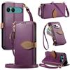 LIAOCY A Tracolla Custodia per Sony Xperia 10 VII / 10 VIII, Flip Cover con Portafoglio e Cerniera in Pelle PU[Fibbia Magnetica a Foglia], Anticaduta con Supporto, Purple.