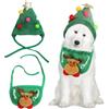 shallyong 2 Pezzi Vestito Natale Set Cane e Gatto, Vestito Natalizio per Cani Piccoli e Gatti, Costume da Renna Bianca, Natalizio Vestiti Regalo, Regalo Natale Animali Domestici (Verde)