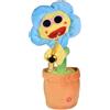 Generico Giocattolo girasole - Funzione luce LED aggiornata con 80 brani | Bambola per sassofono in peluche lavorata a maglia | Questo divertente che canta indossa occhiali da sole e si muove al