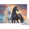 ERBFRIXDB Puzzle Elegante Cavallo Bianco e Nero 1000 Pezzi Puzzle per Adulti 38x26cm/1000pcs