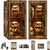 Euakee Kit Diy Book Nook, Collezione Di Libri Vintage, Puzzle In Legno In Miniatura Fai Da Te Con Luce Led, Idea Regalo Creativa Per Adulti e Adolescenti a Partire Dai 14 Anni, Biblioteca