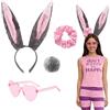 PEZPEOR Set di 4 accessori per costume da coniglio, orecchie da coniglio e coda, coniglietto pasquale per adulti e bambini, accessori per feste cosplay