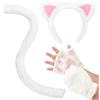 DRESHOW Set Costume con Cerchietto con Orecchie da Gatto Guanti con Zampe e Coda per Donne e Ragazze Costume Cosplay da Gatto per Halloween Accessori per Abiti da Festa