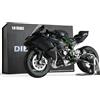 Risopen 1:9 Modello Moto da Collezione Compatibile con Kawasaki Ninja H2R | Scatola regalo corpo pressofuso motore dettagliato e telaio adatto bambole 7-10 pollici perfetto per esposizione