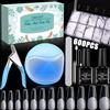 FAMKEEP Tip Unghie e Colla Gel Kit Unghie Finte con Colla,600 Pezzi Unghie Finte Corte in Gel,per colla 2 in 1,Con Mini Lampada UV LED Unghie per Uso Domestico Nail Art