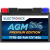 Electronicx AGM YT9B-BS Batteria Moto 12V 9Ah 140A - Sigillata, compatta e senza manutenzione - Affidabile per scooter, moto, quad, ATV, jetski e veicoli powersport - resistente e pronta all'uso