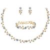 Clearine Set di gioielli da sposa per donne e spose, meravigliosi orecchini a forma di foglia di cristallo per damigella d'onore,