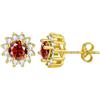 PAKORIO Orecchini a lobo fiore moissanite eleganti donna, 1ct VVS1, Argento 925 placcato oro, ipoallergenici, anti-ossidazione, regalo(Rubino)