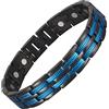 YINOX Braccialetto magnetico super forte da uomo, in acciaio inox, con linea blu, include 16 magneti NdFeB e confezione regalo (21 cm)