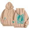 Generico Felpa con cappuccio oversize da donna - Ricamo Jacquard Pink Palm Puff Hoodie, Y2K Streetwear, felpa con cappuccio in stile college a maniche lunghe per ragazze