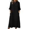 Generico Vestiti Estivi Donna Lino Abiti Casual Eleganti Vestito Scollo a V Larghe Abito Vacanza Comodo Taglie Forti Summer Dress Spiaggia Copricostume Prendisole Morbido e Traspiranti