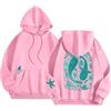 Generico Felpa con cappuccio oversize da donna - Ricamo Jacquard Pink Palm Puff Hoodie, Y2K Streetwear, felpa con cappuccio in stile college a maniche lunghe per ragazze