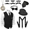 Bocguy Costume da uomo anni '20, costume da mafia, da uomo, accessori anni '20, costume da carnevale, bretelle da uomo, costume decorativo, costume da Peaky Blinders con gilet e vari accessori per carnevale
