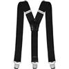 Decalen - Bretelle da uomo larghe 4 cm con 3 clip in metallo molto forti, taglia unica, regolabili ed elastiche, stile ad Y, Nero , Taglia unica