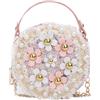 NIDONE Borsa a Tracolla per Bambine, graziosa Mini Borsa da Principessa con Catena a Tracolla con Fiori di Perle Portafoglio da Viaggio Piccolo Rosa per Bambini